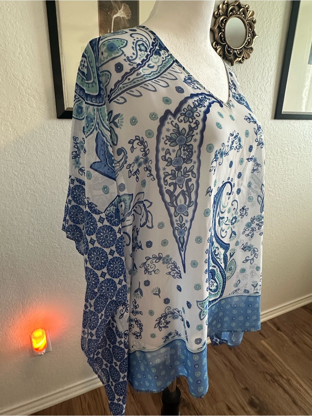 Susan Graver Paisley Sheer Chiffon Scarf Top (oversized)